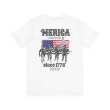 Load image into Gallery viewer, Commandos In Chief© Unisex Adult Tee &quot;Extra Small &amp; 4XL&quot; - RED, WHITE &#39;N BLUE (Backside, White, Short Sleeve)
