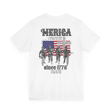 Load image into Gallery viewer, Commandos In Chief© Unisex Adult Tee &quot;Extra Small &amp; 4XL&quot; - RED, WHITE &#39;N BLUE (Backside, White, Short Sleeve)
